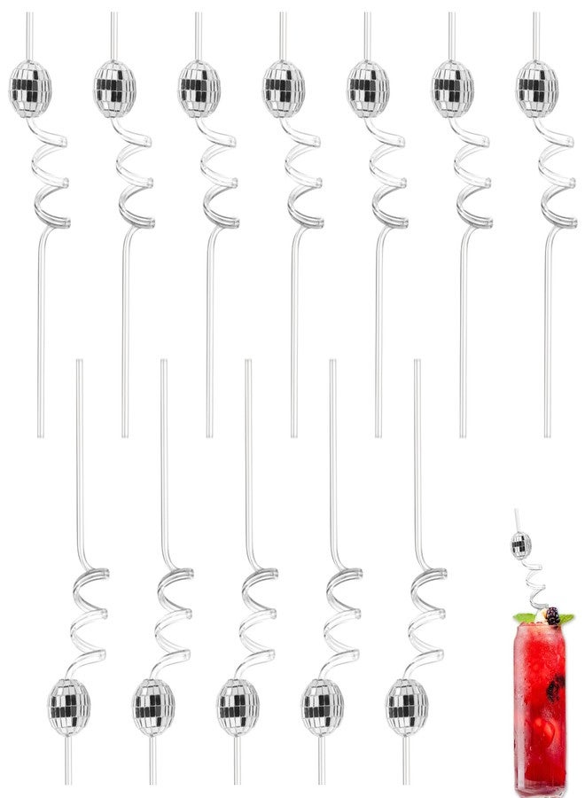 Abvsdu 12 PCS Disco Ball Straws, Disco Ball Decor, 70s Disco Ball Straws, 1970s Fever Retro Disco Party Decorations - Image 1